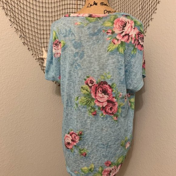 Floral Knitted High Low Blouse: Ladies L - Picture 4 of 5